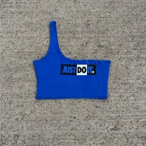 Blue Asymmetrical Crop Top